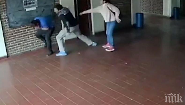 Разгневен татко преби учител в гимназия с 22 крошета (ВИДЕО)