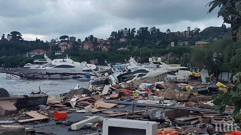 ШОКИРАЩО ВИДЕО: Бедствие в Италия - крайбрежието на Лигурия се превърна в гробище за яхти (СНИМКИ)