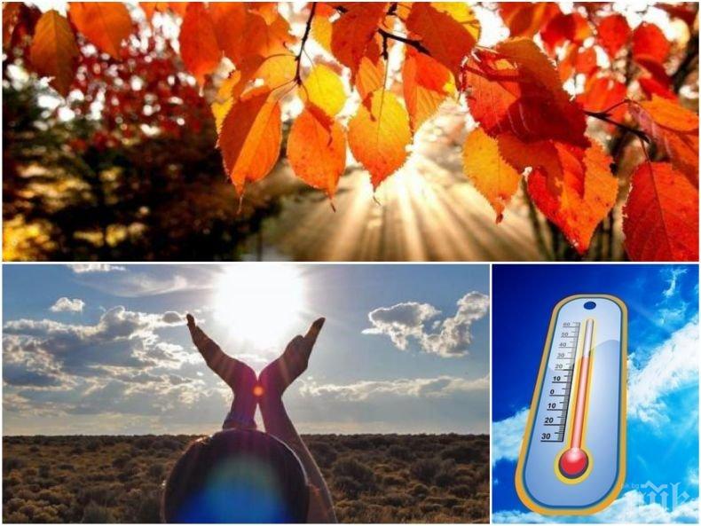 НОЕМВРИЙСКА ЖЕГА: Циганското лято продължава, температурите ще стигнат 22 градуса