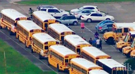 ранени училищен автобус сблъска боклукчийски камион сащ