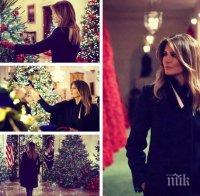 Празнично настроение: Мелания Тръмп показа патриотичната коледна украса на Белия дом