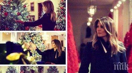 празнично настроение мелания тръмп показа патриотичната коледна украса белия дом