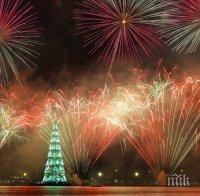 Уникално: Запалиха коледните светлини на плаващата елха в Рио де Жанейро (СНИМКИ)