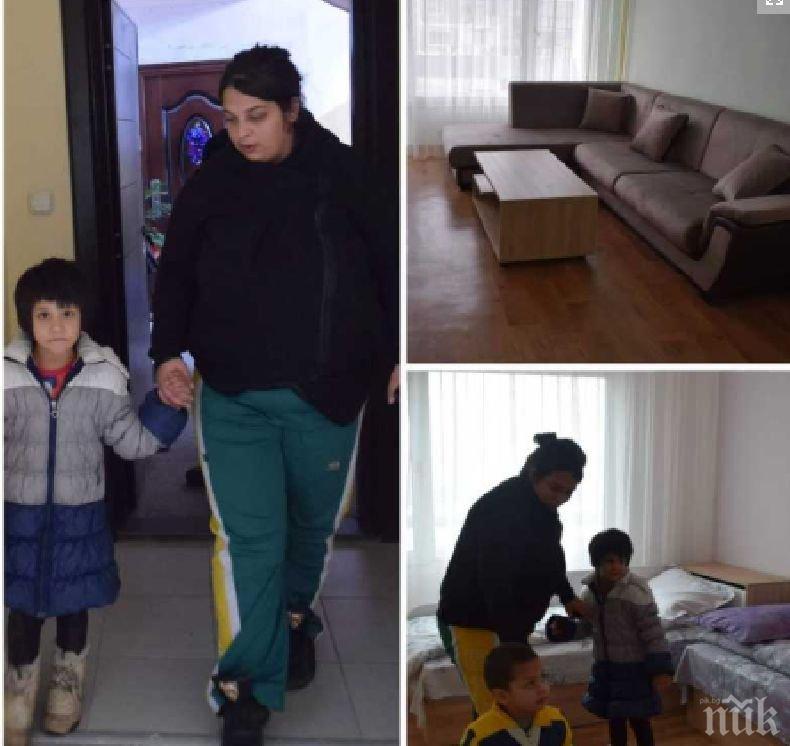 И НА НОВА ГОДИНА СТАВАТ ЧУДЕСА: Петка, чийто дом изгоря на Коледа, се нанесе в децата си в прекрасно жилище (СНИМКИ) 