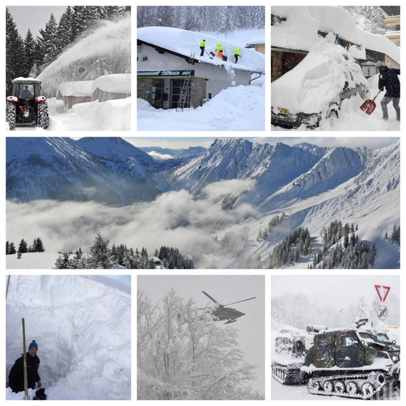 САМО В ПИК: Апокалипсис в Алпите - снегът в Австрия надмина височината на камионите (ВИДЕО)
