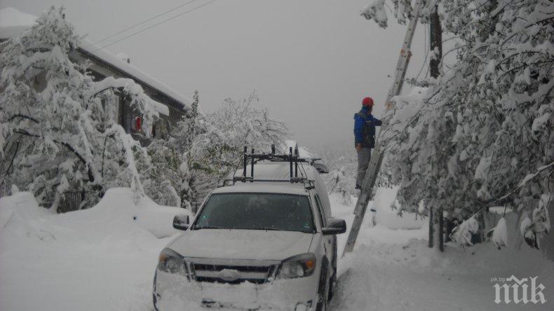 СНЕЖЕН КАПАН: Скъсани далекопроводи оставиха 4 общини в Родопите без ток