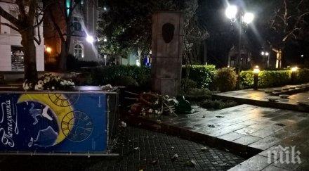 позор пияни гамени оскверниха паметника стефан стамболов пловдив снимки