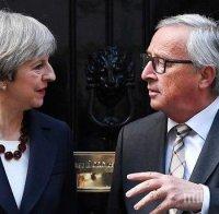 Юнкер приема Тереза Мей за Брекзит