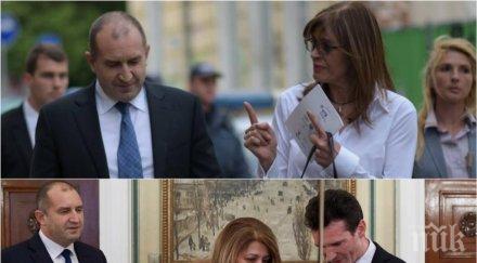 ексклузивно пик деси радева окончателно окупира президентството стои кабинета мъжа работно време снимки