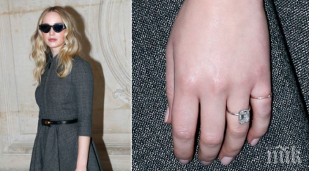 дженифър лорънс показа годежния пръстен