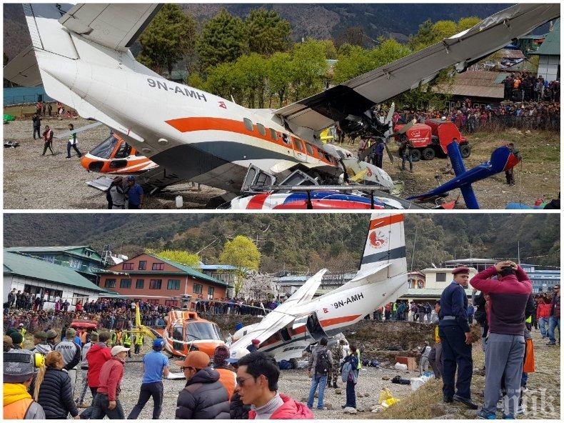 Ужасяваща авиокатастрофа: Самолет се заби в два хеликоптера, има загинали