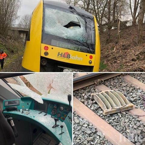 НА КОСЪМ ОТ ТРАГЕДИЯ: Преградиха жп линия в Германия с капаци от шахти, влак се натресе в барикадата