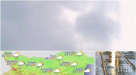 времето разваля тъмни облаци надвисват българия вали дъжд температурите падат карта