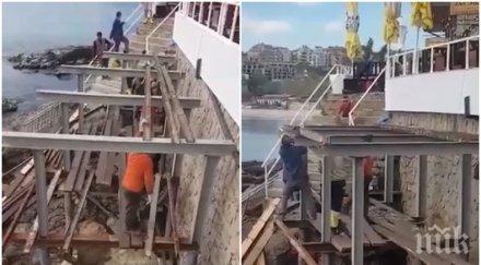 собствениците бистро меркурий подновиха незаконния строеж скалите