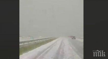 тракия градушка удари магистралата стопира трафика видео