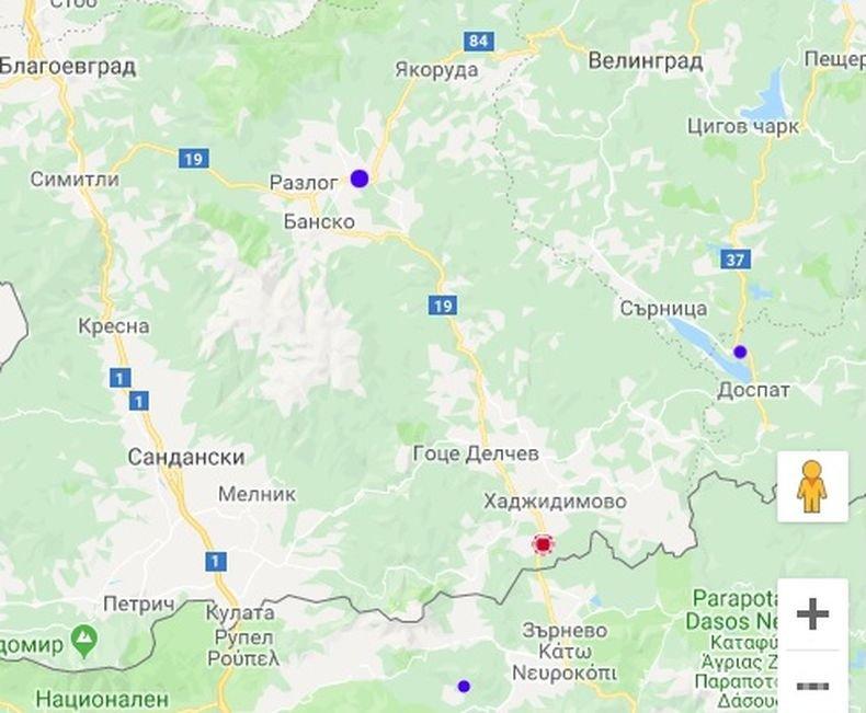 Земетресение с магнитуд 2.3 по Рихтер е регистрирано в района на Хаджидимово