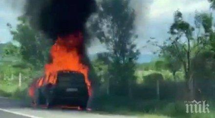 последните минути кола изгоря магистрала тракия видео