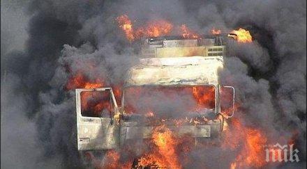 тон половина храни изгоряха камион пътя девин михалково