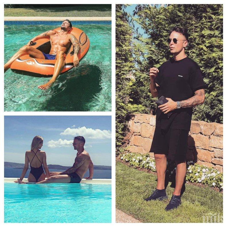 Алекс Младенов залюби знойна красавица - вижте как я глези на Санторини (СНИМКИ)
