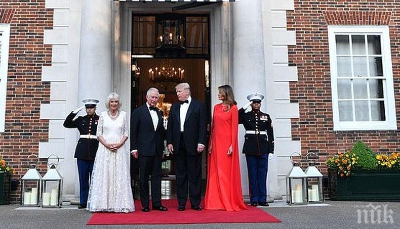 Тръмп и Мелания дадоха вечеря в Лондон, посрещнаха принц Чарлз и Камила (ВИДЕО)