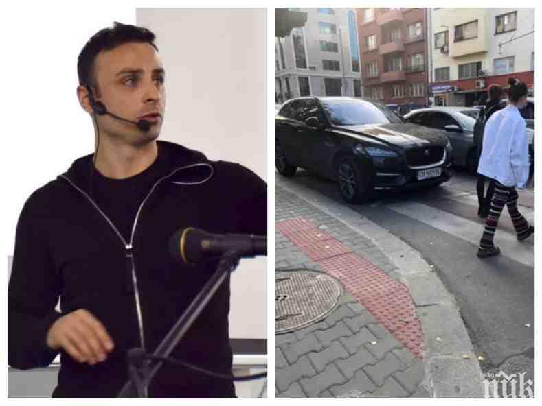 ТОТАЛНО БЕЗОБРАЗИЕ: Бербатов без глоба след три часа паркиране на пешеходна пътека - полицаите го гледат безмълвно, след като ги наруга (СНИМКИ)