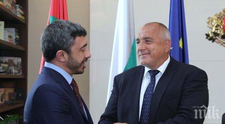 първо пик борисов срещна министъра външните работи международното сътрудничество оае шейх абдула бин зайед бин султан нахаян снимка