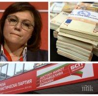 РАЗКРИТИЕ: Корнелия Нинова се укрива от дарения на БСП, но удържа от чуждите заплати - лидерката събрала 300 бона, а дала само 1000 лв. (ДОКУМЕНТИ)