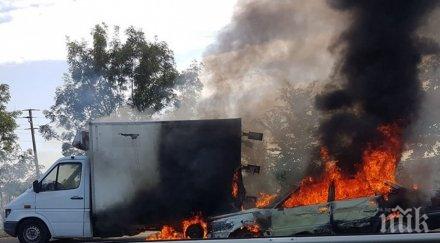 кошмар бургас кола метан избухна сблъсък камион снимки