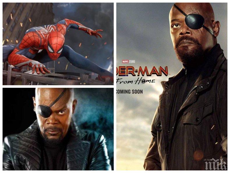 Гаф: Самюъл Л. Джаксън откри грешка на постер на „Спайдър-мен: Далече от дома“