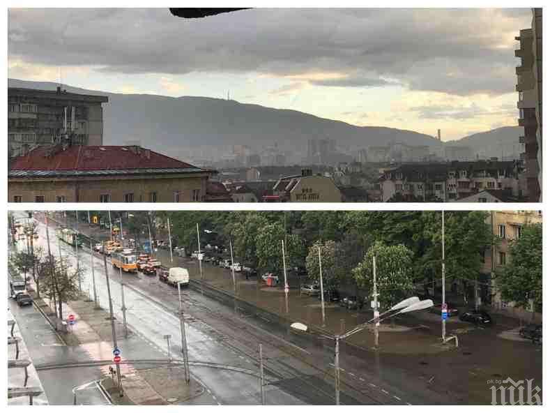ЕКСКЛУЗИВНО В ПИК TV: Нова буря се разрази над София! Небето почерня от градоносни облаци - гърми и трещи