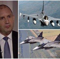 УНИЖЕНИЕТО НА ЕДИН ПРЕЗИДЕНТ: Радев - рекламен агент срещу Ф-16! Лобира нагло за 