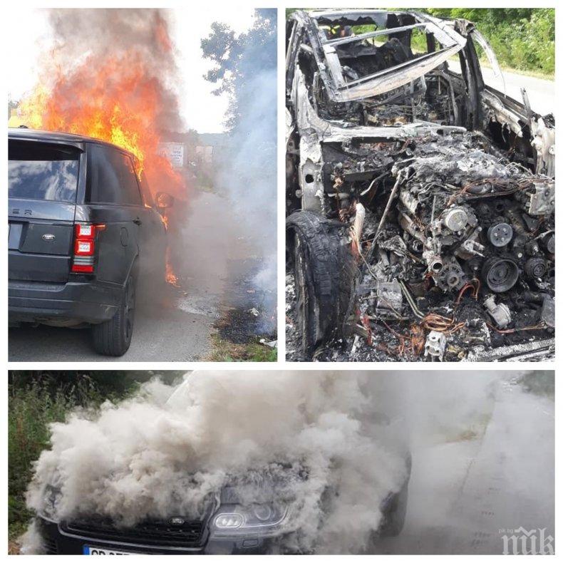 ОГНЕН АД: Известен врачански бизнесмен едва не изгоря в джипа си! Никой не спря да му помогне (СНИМКИ)