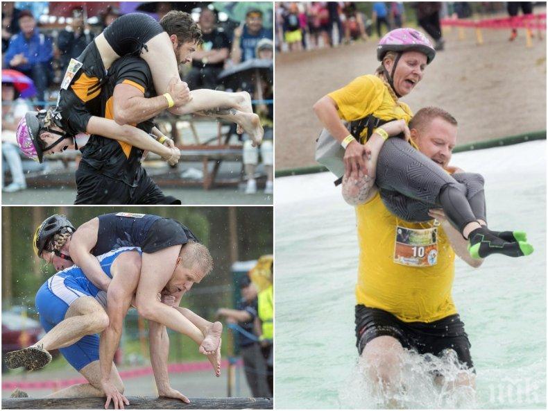 Състезание за носене на съпруги се проведе във Финландия