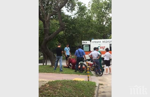 Линейка вдигна окървавен колоездач до Младежкия хълм в Пловдив