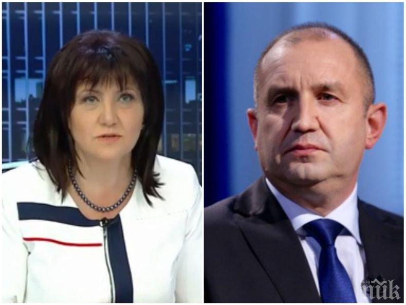 ИСКРИ В ЕФИР! Цвета Караянчева разби Радев: Президентът я кара на принципа Закон-вето, закон - вето