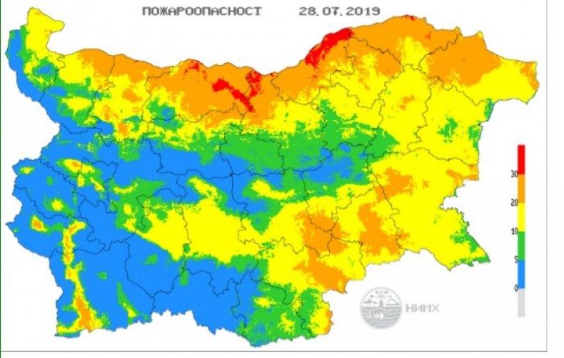 ОПАСНО: Екстремален индекс за пожари в областите Плевен и Русе (КАРТА)