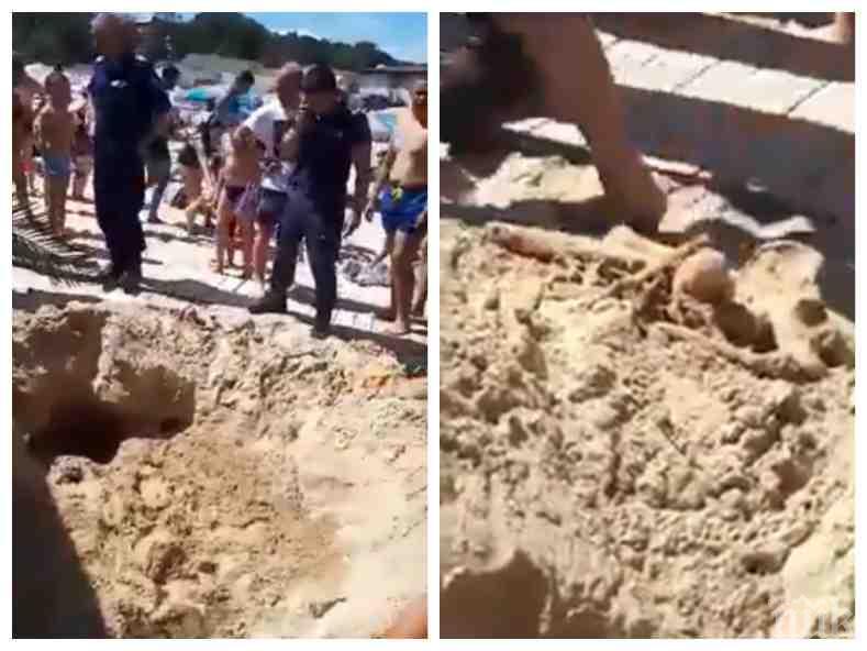 Търсят главата от скелета, открит от деца на плажа в Китен