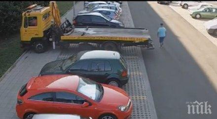 маневра камион потроши нов тротоар бургас