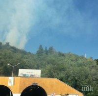 ИЗВЪНРЕДНО: Пожар гори на изхода на Дупница, шофьорите да внимават на 