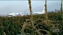 Руски самолет с 234 души на борда кацна в царевична нива (ВИДЕО)