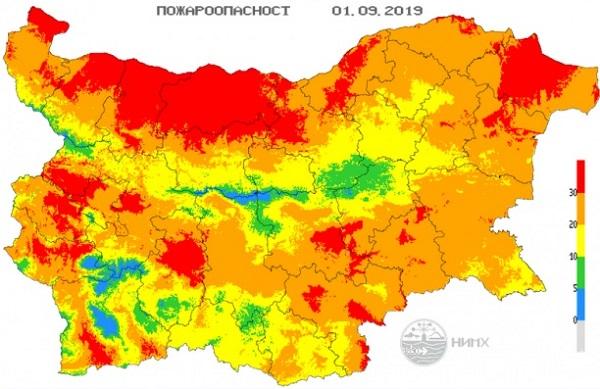 ВНИМАНИЕ: Голяма опасност от пожари в 19 области на 1 септември