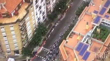 хеликоптер отразяващ колоездачно състезание испания засне видео