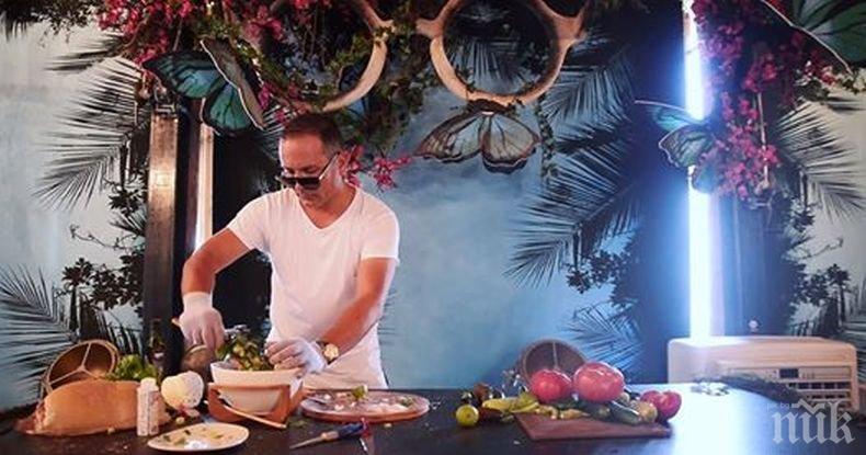 Димитър Тодоранов черпи купонджии с 40-килограмова салата и ракия