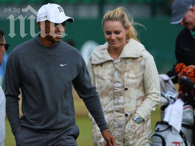 Влюбената Линдзи Вон неотлъчно до Тайгър Уудс в Шотландия (снимки)

