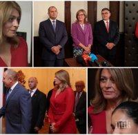 Радев под чехъл пред българите в САЩ - сложи жена си преди делегацията! Ген. Деси шашна с огромно деколте в ярко червено (СНИМКИ)