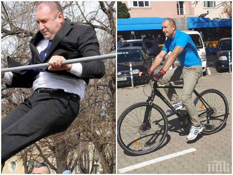 УНИКАЛНО В ПИК: Президентът Радев на колело в работно време (СНИМКА)