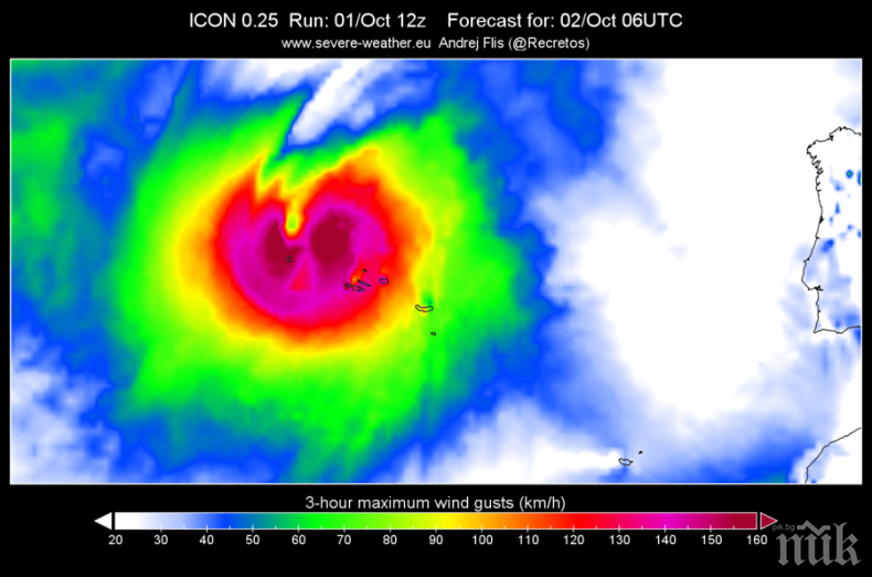 БЕДСТВИЕ: Ураганът Лоренцо връхлетя Азорските острови