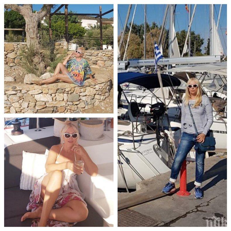 ГОРЕЩО В ПИК: 59-годишната Кристина Димитрова се пусна по дупе от гръцка яхта - двама ратаи слугуват на певицата (СНИМКИ)