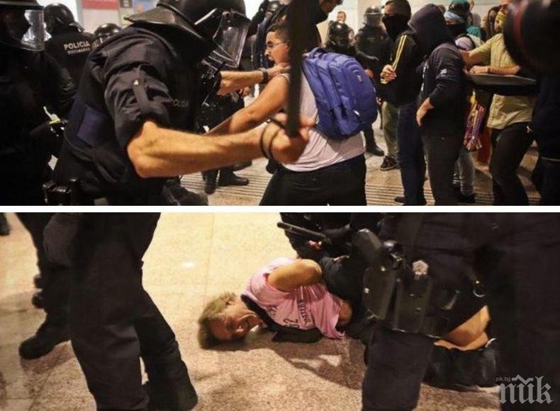 Полицията в Барселона използва сила срещу участници в протестите. Има пострадали