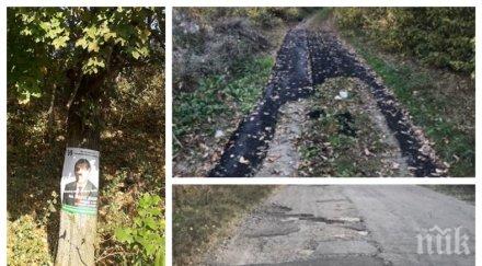 сигнал пик тотално безумие червен кмет асфалтира гора заряза дупки ями селските пътища снимки